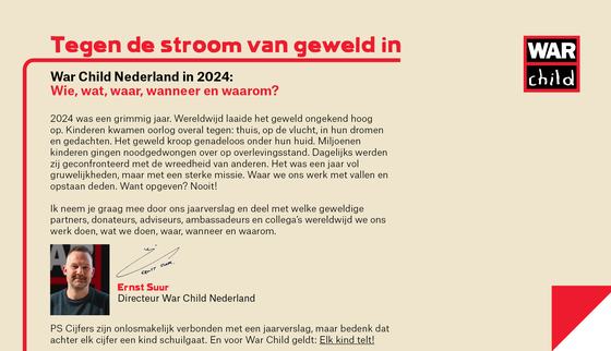 Voorwoord Ernst Suur - Jaarverslag War Child NL 2024
