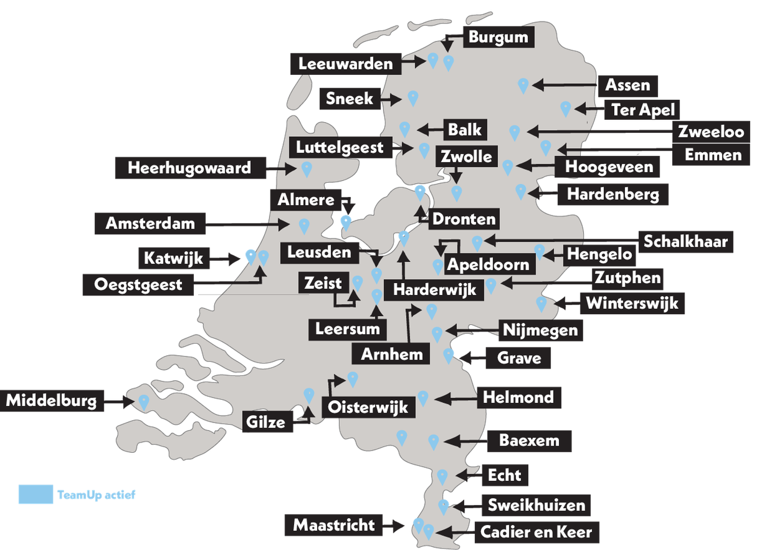 TeamUp locaties in Nederland